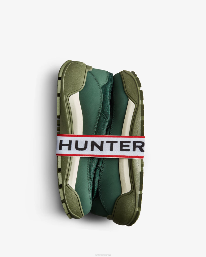 Hunter травел екплорер командос чизме на пертлање BLT0577 шикара зелена/осенчена бела/линеарна дуга